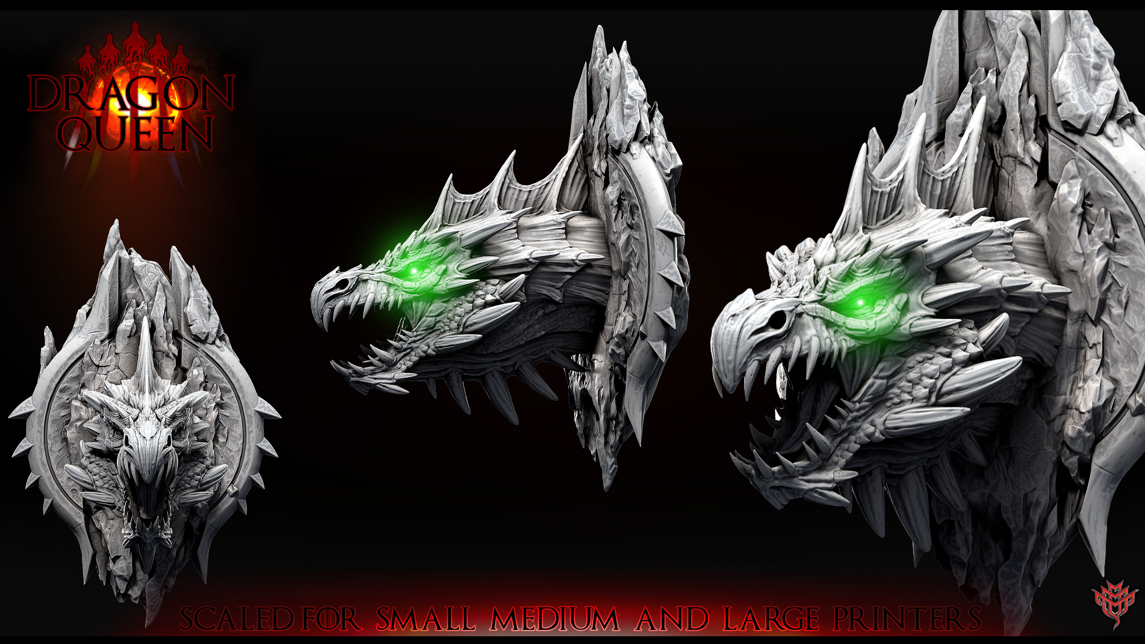 Green Dragon (Mounted Head 1 of 5 prismatic dragons)(4 sizes)